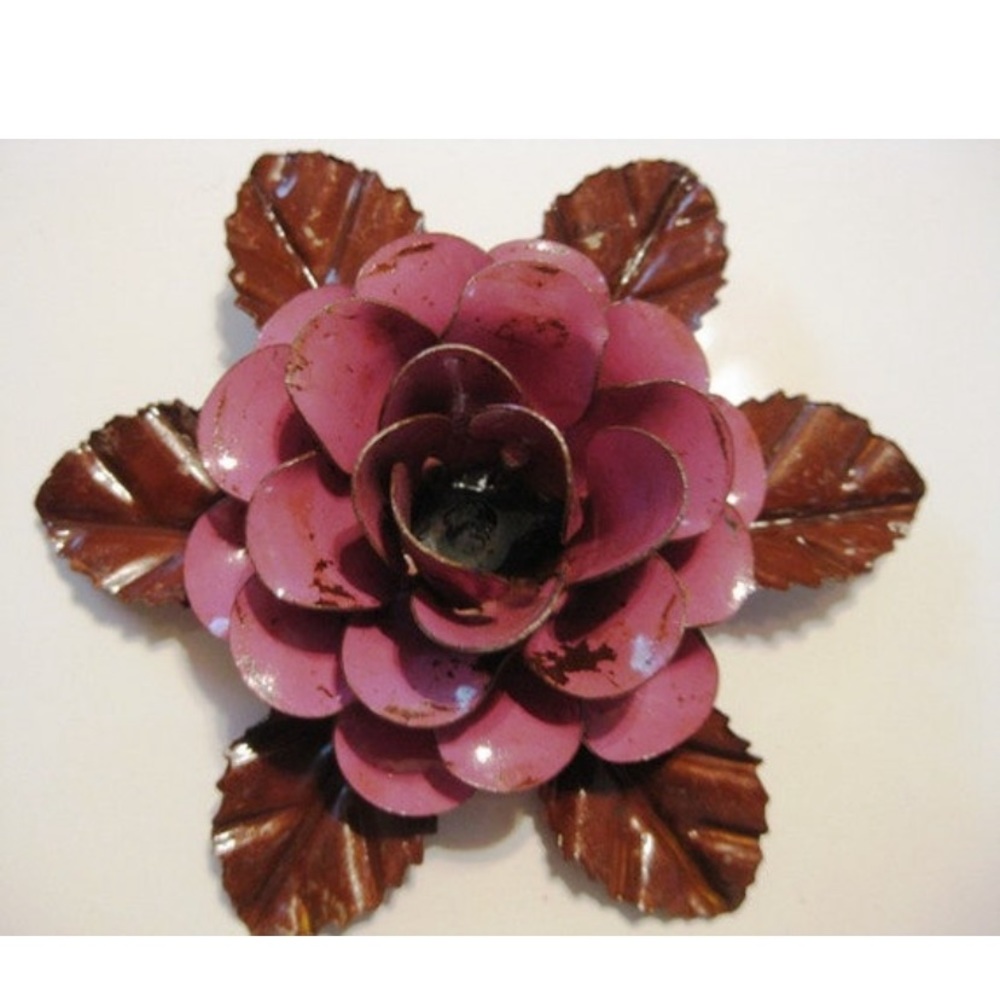 Hand Cut and Hand Painted Chippy Colorful Rose Magnet